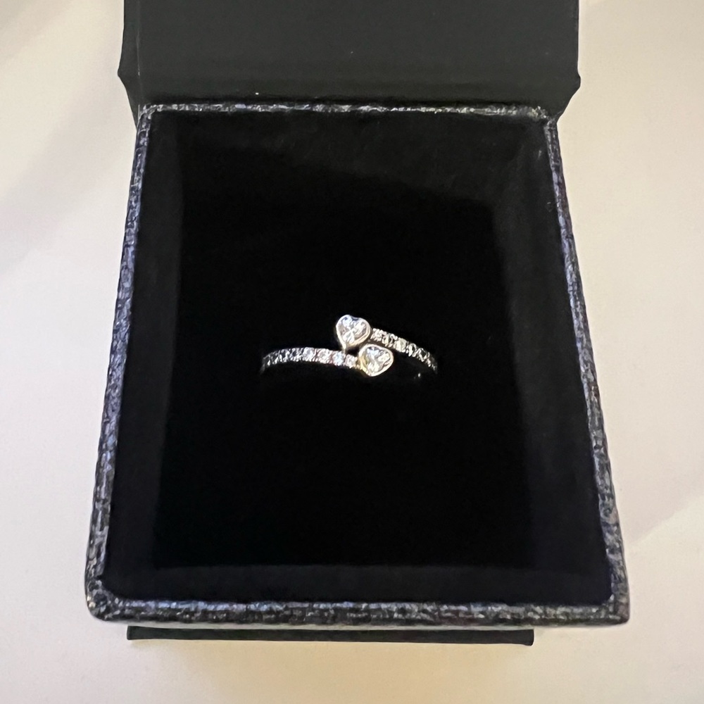 Pandora Two Sparkling Hearts ring